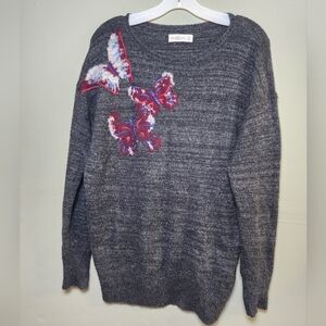 Abercrombie & Fitch Y2K Gray Marled Butterfly Tunic Pullover Sweater XS/S Knit